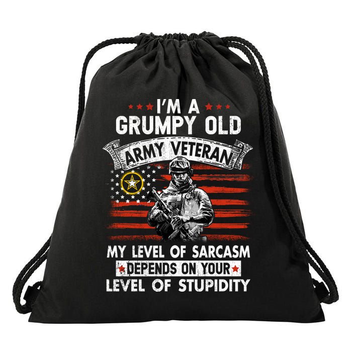 Grumpy Old Veteran Tee Pride Army Sarcasm Retired Drawstring Bag
