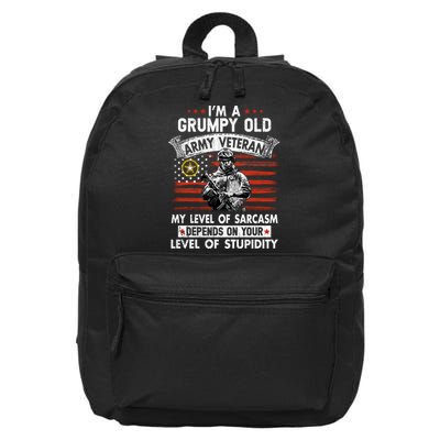 Grumpy Old Veteran Tee Pride Army Sarcasm Retired 16 in Basic Backpack