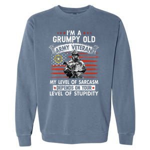 Grumpy Old Veteran Tee Pride Army Sarcasm Retired Garment-Dyed Sweatshirt