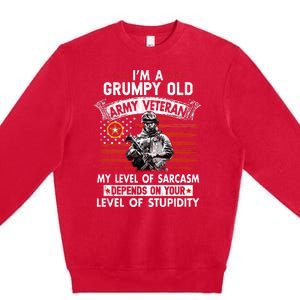 Grumpy Old Veteran Tee Pride Army Sarcasm Retired Premium Crewneck Sweatshirt