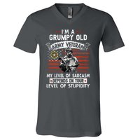 Grumpy Old Veteran Tee Pride Army Sarcasm Retired V-Neck T-Shirt