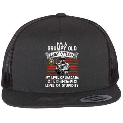 Grumpy Old Veteran Tee Pride Army Sarcasm Retired Flat Bill Trucker Hat