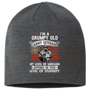 Grumpy Old Veteran Tee Pride Army Sarcasm Retired Sustainable Beanie