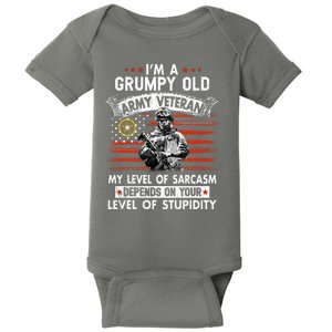 Grumpy Old Veteran Tee Pride Army Sarcasm Retired Baby Bodysuit