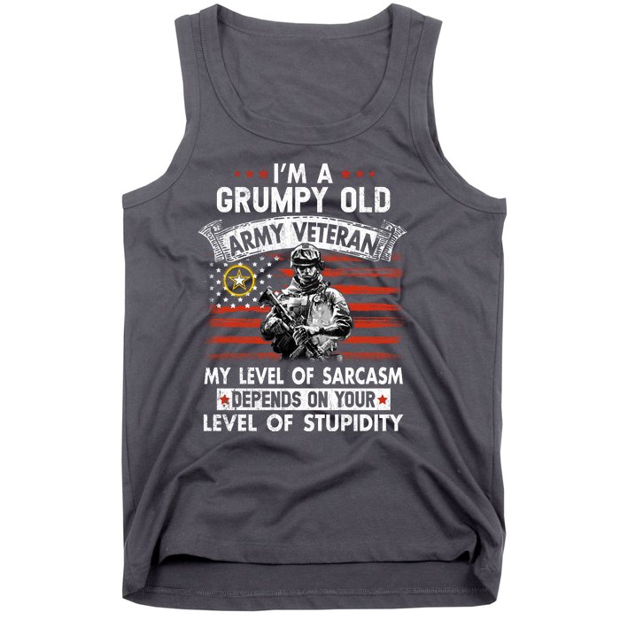 Grumpy Old Veteran Tee Pride Army Sarcasm Retired Tank Top