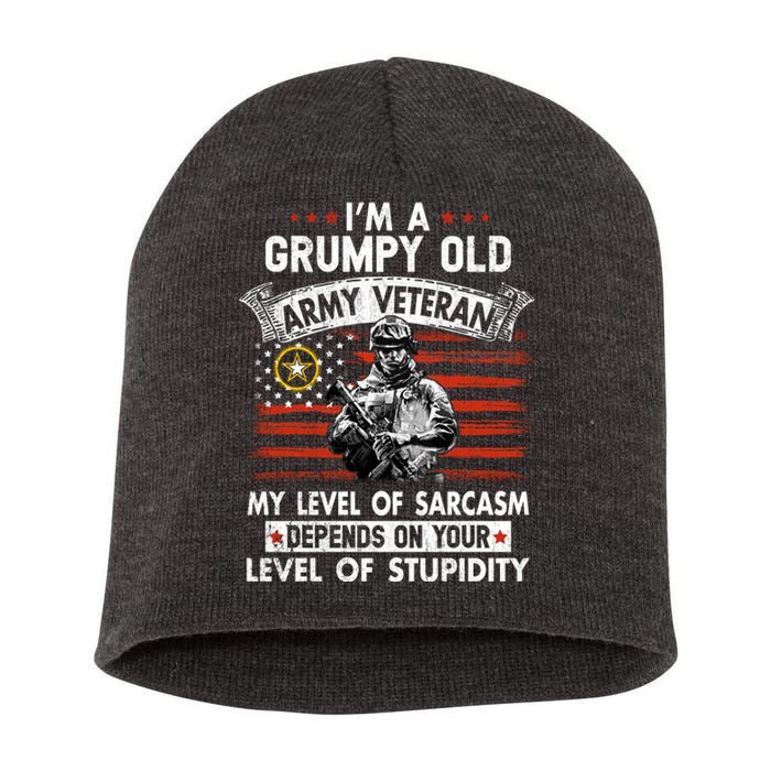 Grumpy Old Veteran Tee Pride Army Sarcasm Retired Short Acrylic Beanie