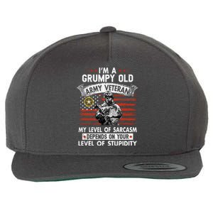 Grumpy Old Veteran Tee Pride Army Sarcasm Retired Wool Snapback Cap