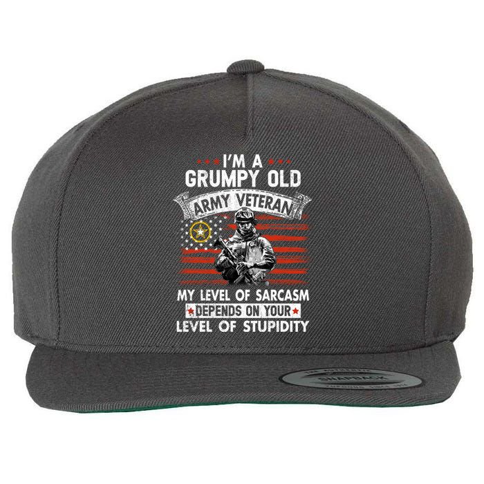 Grumpy Old Veteran Tee Pride Army Sarcasm Retired Wool Snapback Cap