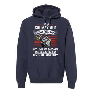 Grumpy Old Veteran Tee Pride Army Sarcasm Retired Premium Hoodie