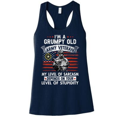 Grumpy Old Veteran Tee Pride Army Sarcasm Retired Women's Racerback Tank