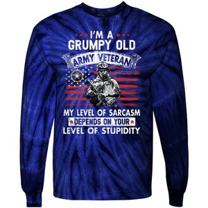 Grumpy Old Veteran Tee Pride Army Sarcasm Retired Tie-Dye Long Sleeve Shirt