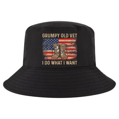 Grumpy Old Vet I Do What I Want Funny Military Veteran Cool Comfort Performance Bucket Hat