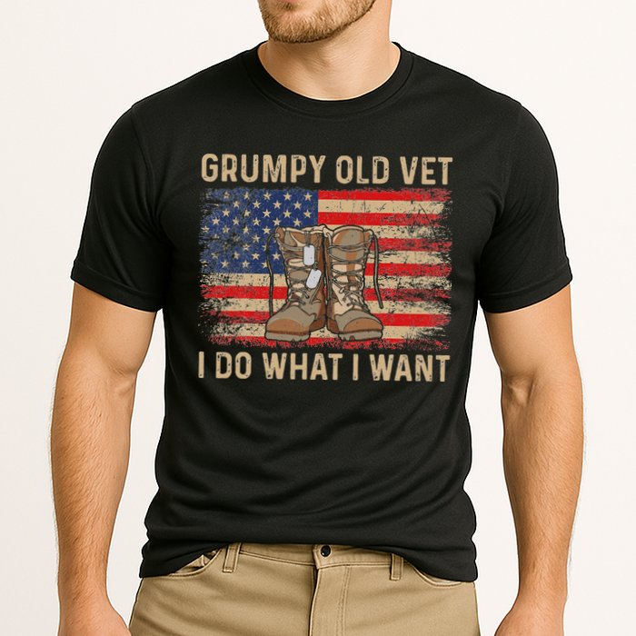 Grumpy Old Vet I Do What I Want Funny Military Veteran Performance Shirt