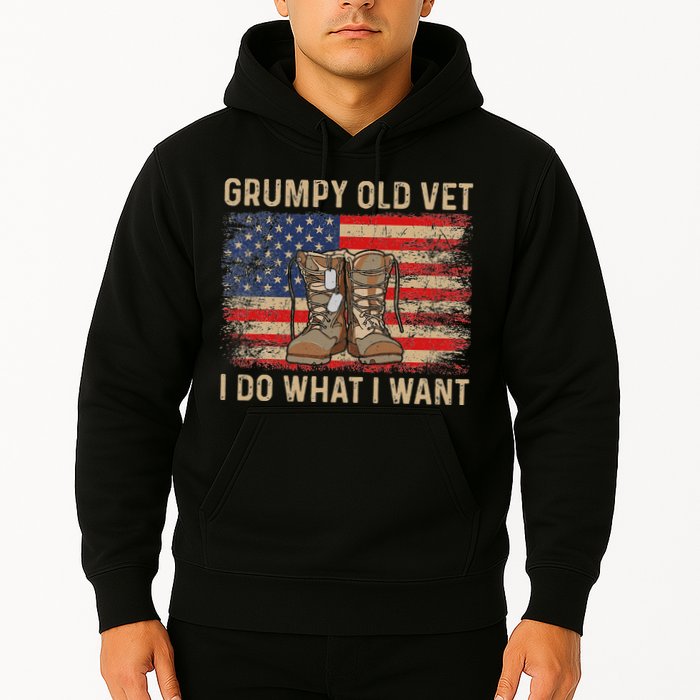 Grumpy Old Vet I Do What I Want Funny Military Veteran Hoodie