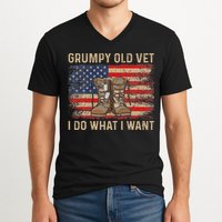 Grumpy Old Vet I Do What I Want Funny Military Veteran V-Neck T-Shirt