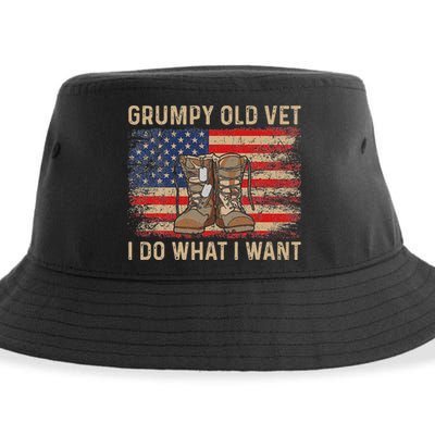 Grumpy Old Vet I Do What I Want Funny Military Veteran Sustainable Bucket Hat