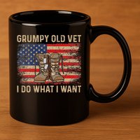 Grumpy Old Vet I Do What I Want Funny Military Veteran 11oz C Handle Ceramic Mug