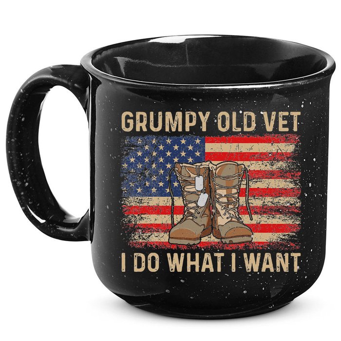 Grumpy Old Vet I Do What I Want Funny Military Veteran 15oz Campfire Ceramic Mug