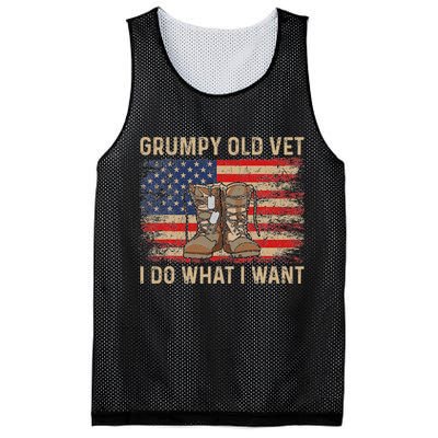 Grumpy Old Vet I Do What I Want Funny Military Veteran Mesh Reversible Basketball Jersey Tank