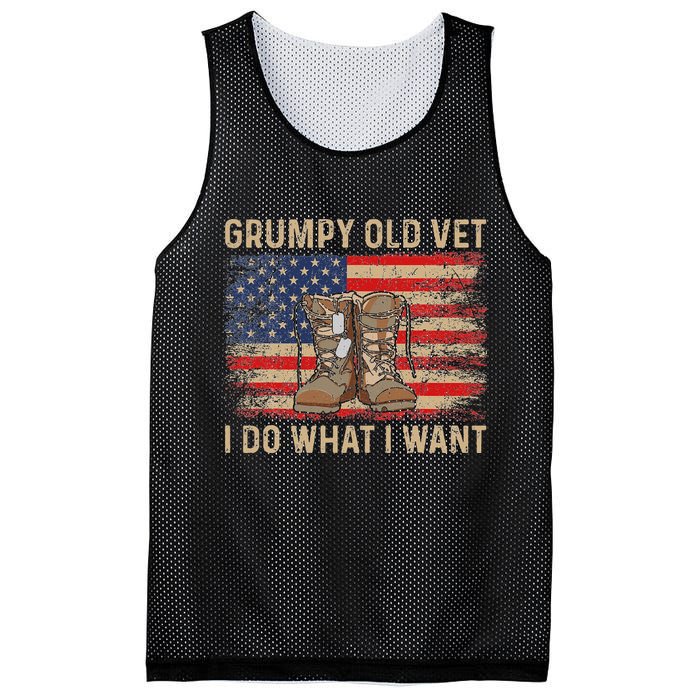 Grumpy Old Vet I Do What I Want Funny Military Veteran Mesh Reversible Basketball Jersey Tank