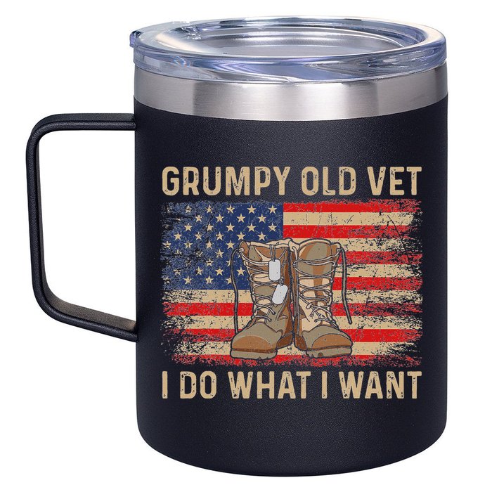 Grumpy Old Vet I Do What I Want Funny Military Veteran 12oz Stainless Steel Coffee Mug