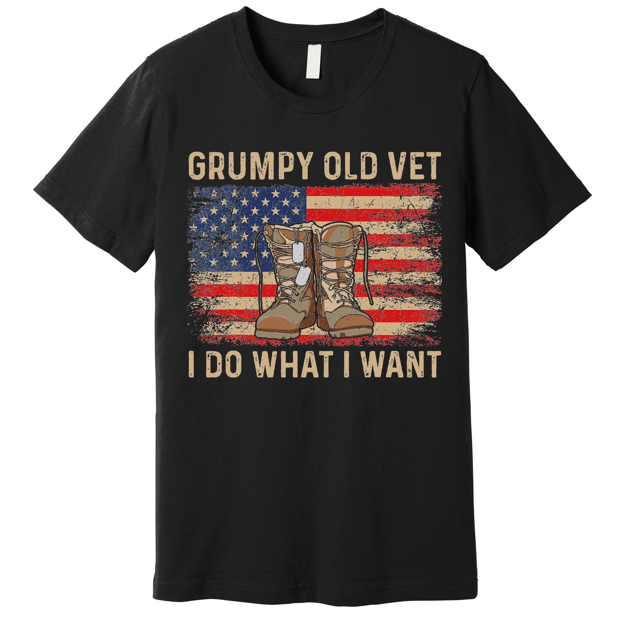 Grumpy Old Vet I Do What I Want Funny Military Veteran Premium T-Shirt