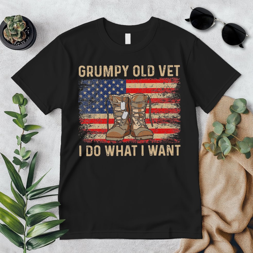 Grumpy Old Vet I Do What I Want Funny Military Veteran Premium T-Shirt