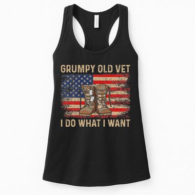 Grumpy Old Vet I Do What I Want Funny Military Veteran Womens Tank Top