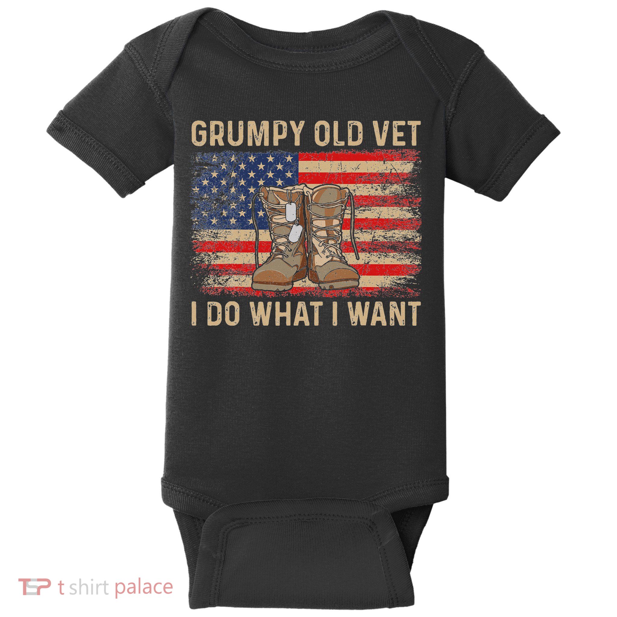 Grumpy Old Vet I Do What I Want Funny Military Veteran Baby Bodysuit