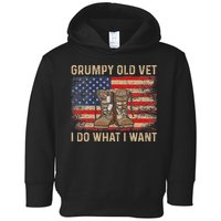 Grumpy Old Vet I Do What I Want Funny Military Veteran Toddler Hoodie