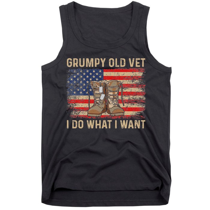 Grumpy Old Vet I Do What I Want Funny Military Veteran Tank Top