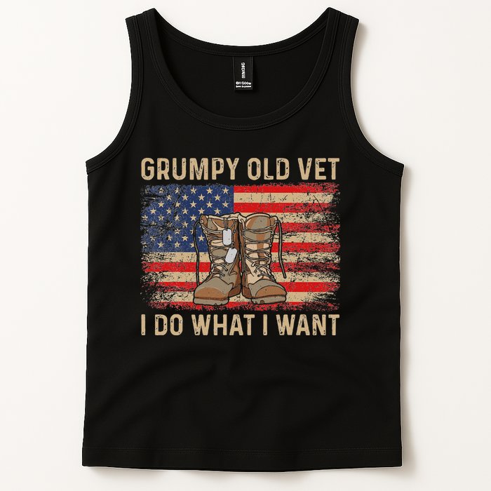 Grumpy Old Vet I Do What I Want Funny Military Veteran Tank Top