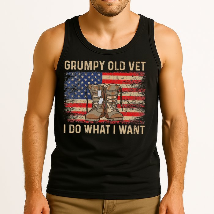 Grumpy Old Vet I Do What I Want Funny Military Veteran Tank Top