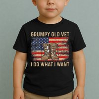 Grumpy Old Vet I Do What I Want Funny Military Veteran Toddler T-Shirt