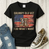 Grumpy Old Vet I Do What I Want Funny Military Veteran Womens T-Shirt