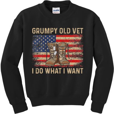 Grumpy Old Vet I Do What I Want Funny Military Veteran Kids Sweatshirt