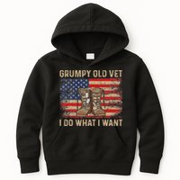 Grumpy Old Vet I Do What I Want Funny Military Veteran Kids Hoodie