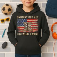 Grumpy Old Vet I Do What I Want Funny Military Veteran Kids Hoodie