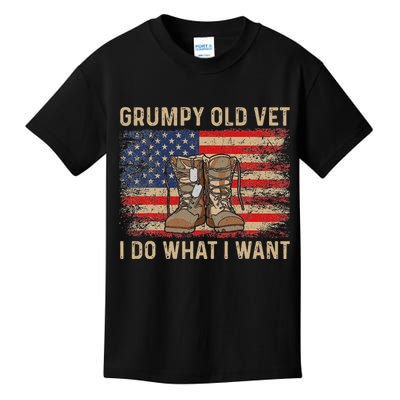 Grumpy Old Vet I Do What I Want Funny Military Veteran Kids T-Shirt