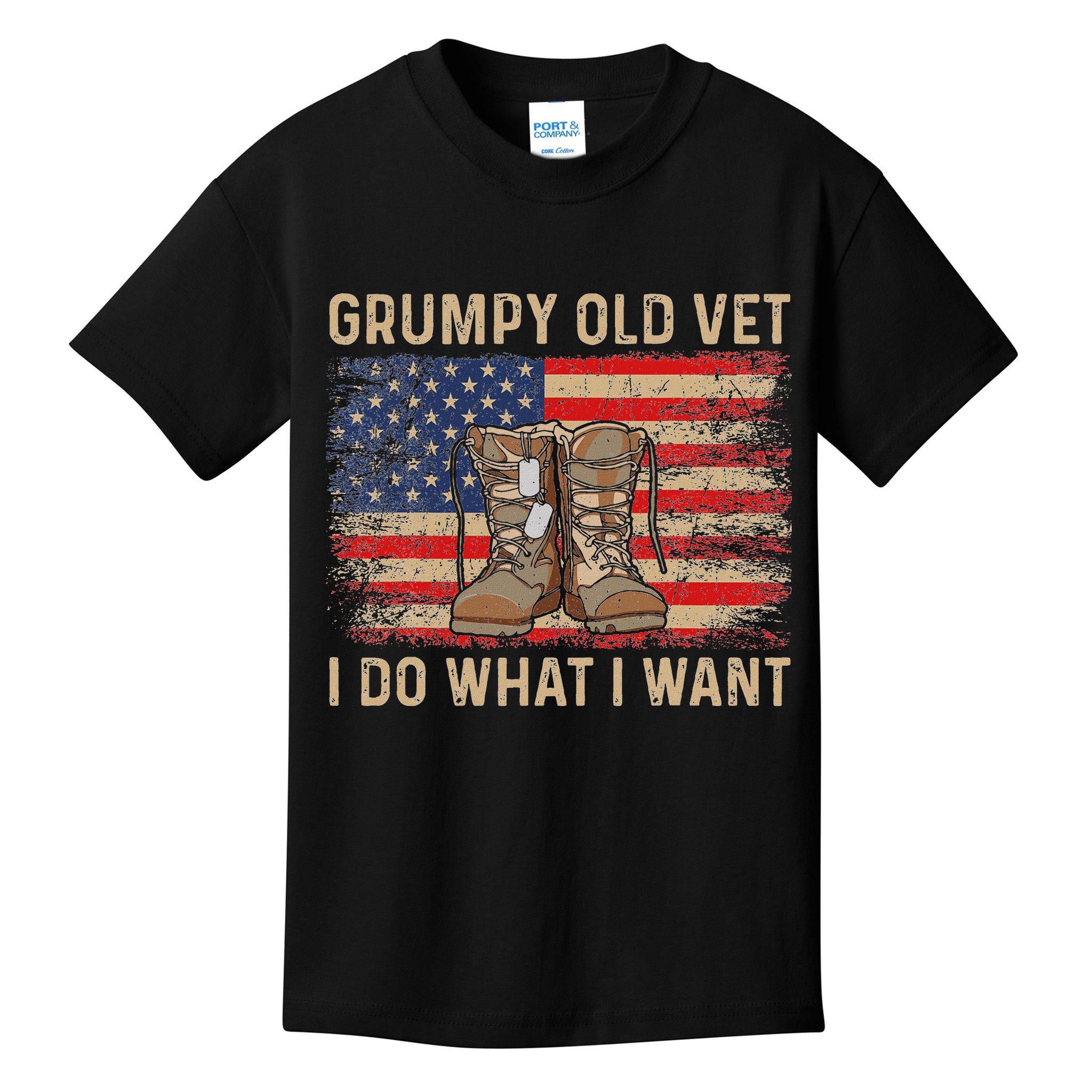 Grumpy Old Vet I Do What I Want Funny Military Veteran Kids T-Shirt