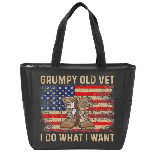 Grumpy Old Vet I Do What I Want Funny Military Veteran Zip Tote Bag