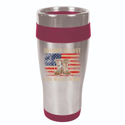 Grumpy Old Vet I Do What I Want Funny Military Veteran 16oz Travel Tumbler
