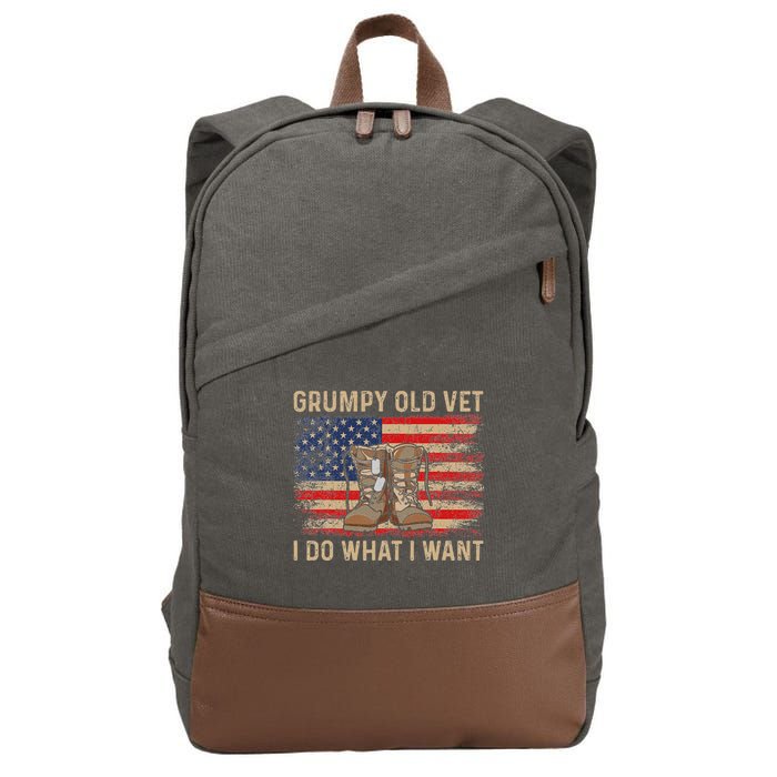 Grumpy Old Vet I Do What I Want Funny Military Veteran Cotton Canvas Backpack