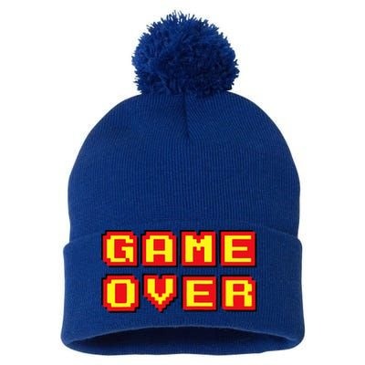 Game Over Vintage Retro Video Games Gaming Gift Arcade Pom Pom 12in Knit Beanie