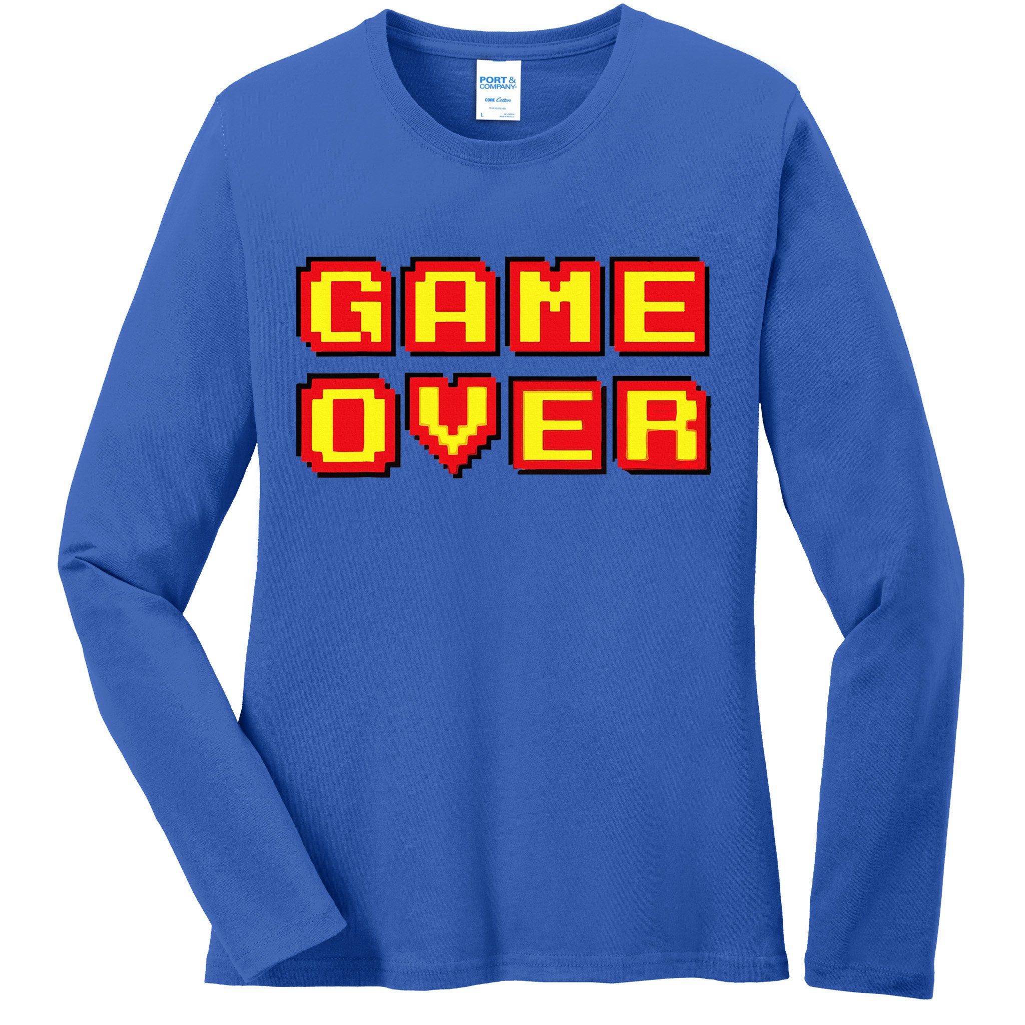 Game Over Vintage Retro Video Games Gaming Gift Arcade Ladies Long Sleeve Shirt