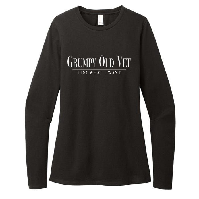 Grumpy Old Vet I Do What I Want Funny Veteran Womens CVC Long Sleeve Shirt