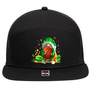 Gnome Basketball St Patricks Day Leprechaun Shamrock Boy Kid  7 Panel Mesh Trucker Snapback Hat