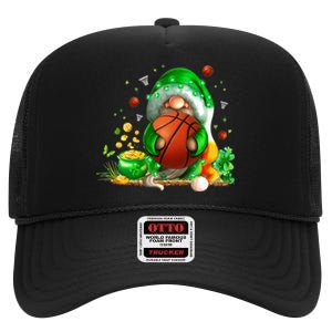 Gnome Basketball St Patricks Day Leprechaun Shamrock Boy Kid  High Crown Mesh Back Trucker Hat