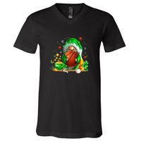 Gnome Basketball St Patricks Day Leprechaun Shamrock Boy Kid  V-Neck T-Shirt