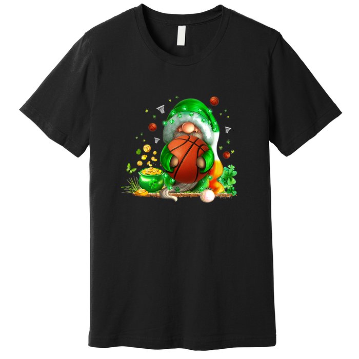 Gnome Basketball St Patricks Day Leprechaun Shamrock Boy Kid  Premium T-Shirt